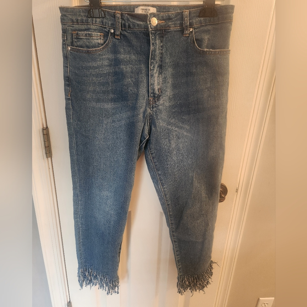 Forever 21 Light Blue Fringe Hem Jeans - Picture 2 of 5